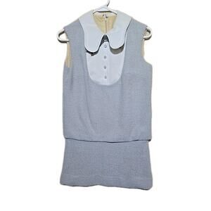 Vtgs 1970s Carlette Editions Ltd Gray Coquette Preppy Mini Dress Womans Size 7